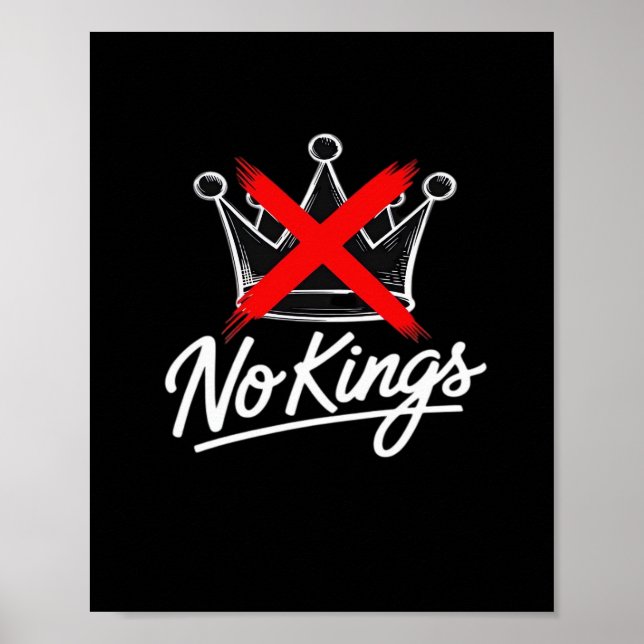 No Kings Simple Crown With Cross Artistic Design Poster (Front)