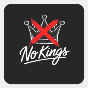 No Kings Simple Crown With Cross Artistic Design Square Sticker