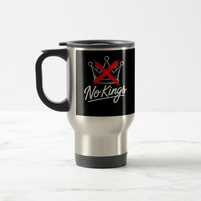 No Kings Simple Crown With Cross Artistic Design Travel Mug (Left)
