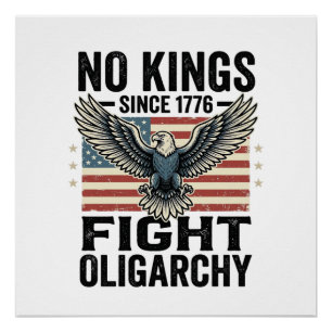 No Kings Since 1776 Patriotic Eagle Vintage Shirt Poster