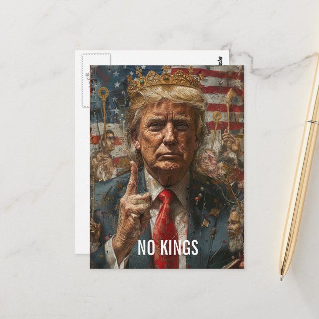 No Kings Trump With Crown Postcard (Front/Back In Situ)