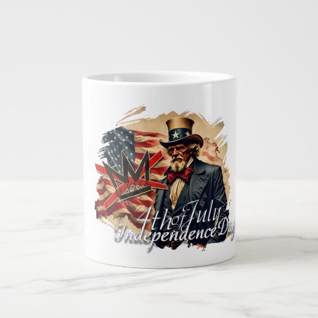 No Kings Uncle Sam Independence Day Art Large Coffee Mug (Front)