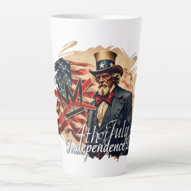 No Kings Uncle Sam Independence Day Art Latte Mug (Front)
