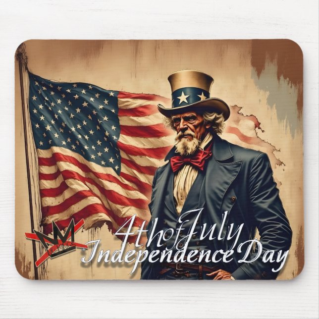 No Kings Uncle Sam Independence Day Art Mouse Pad (Front)