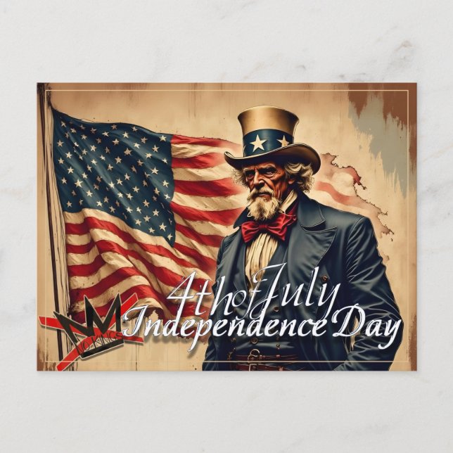 No Kings Uncle Sam Independence Day Art Postcard (Front)