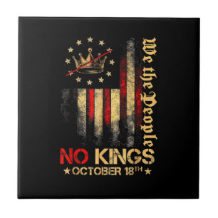 No Kings Vintage America Flag 1776 October 18 Ceramic Tile