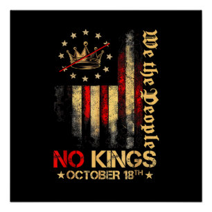 No Kings Vintage America Flag 1776 October 18 Poster