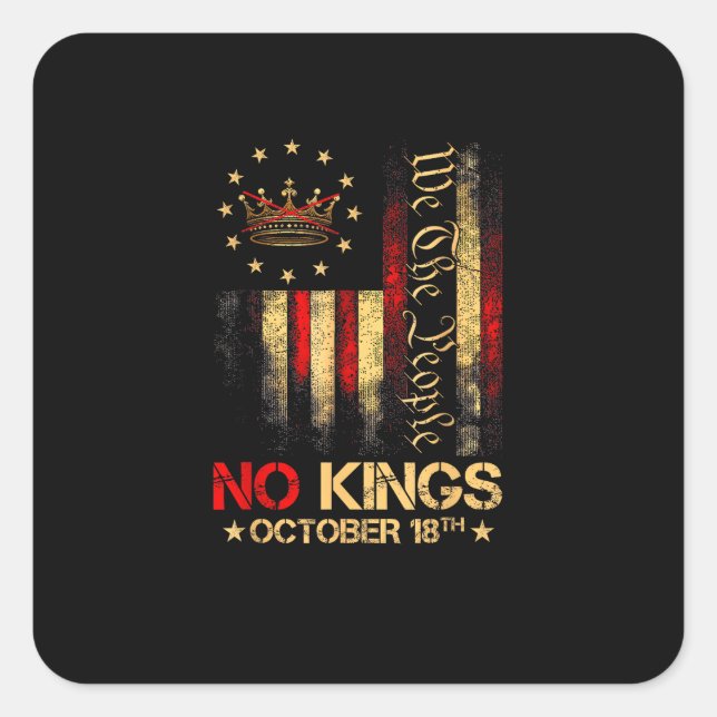 No Kings Vintage America Flag 1776 Square Sticker (Front)