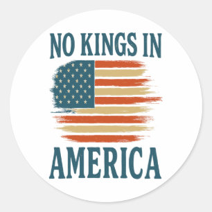 No Kings Vintage Patriotic Freedom Liberty Usa Lib Classic Round Sticker