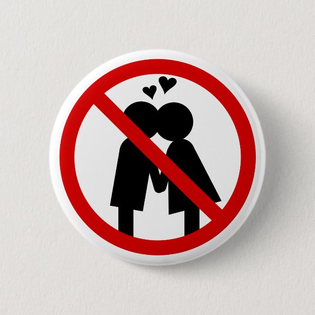 No Kisses Anti-Valentine's Day Button (Front)