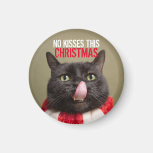 No Kisses This Christmas Funny Cat Tongue Magnet