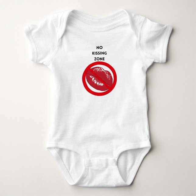No Kissing Zone Baby One-Piece Outfit Bodysuit (Front)