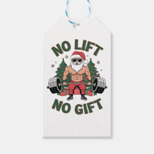 No Lift No Gift Funny Santa Claus Gym Fitness Tags