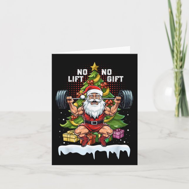 No Lift No Gift Santa Claus Christmas Gym Bodybuil Card (Front)