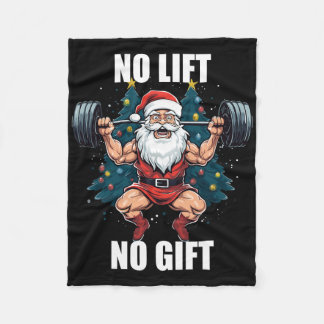 No Lift No Gift Santa Claus Christmas Gym Bodybuil Fleece Blanket