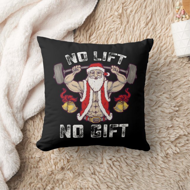 No Lift No Gift Santa Gym Workout Fitness Christma Cushion (Blanket)
