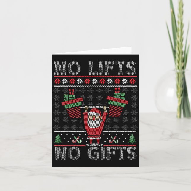 No Lifts No Christmas Gym Ugly Santa  Card (Front)