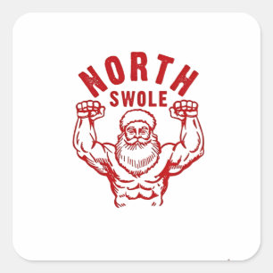 No Lifts No Gifts North Swole Washed Gym Christmas Square Sticker
