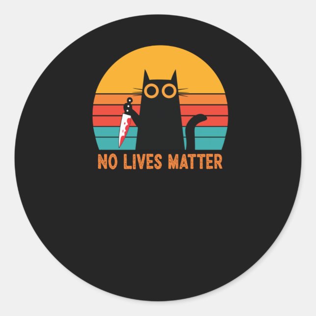 No Lives - Funny Halloween Cat Sticker  (Front)