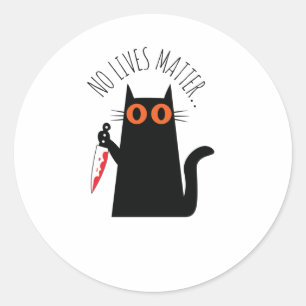 No Lives - Funny Halloween Cat Sticker1 Classic Round Sticker