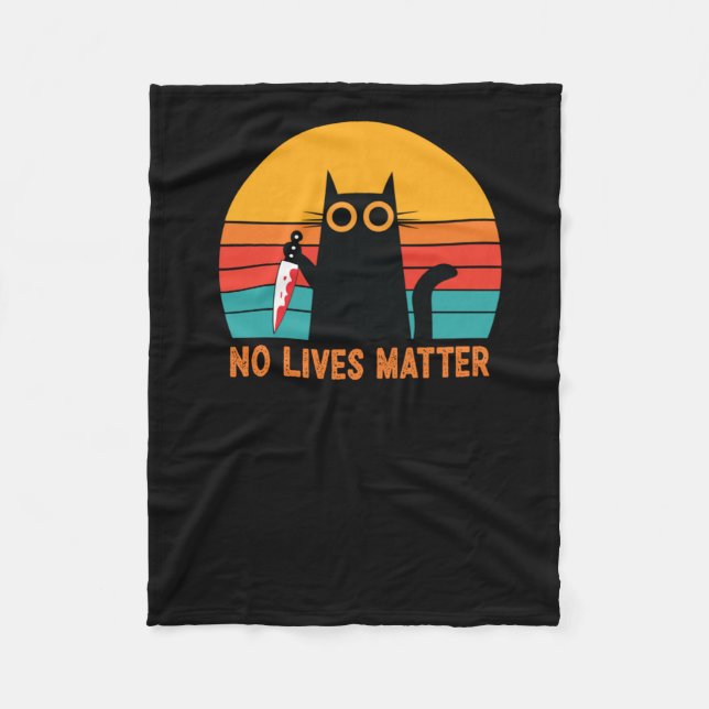 No Lives - Funny Halloween Cat Sticker  Fleece Blanket (Front)