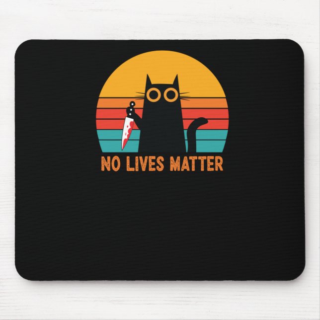 No Lives - Funny Halloween Cat Sticker  Mouse Pad (Front)