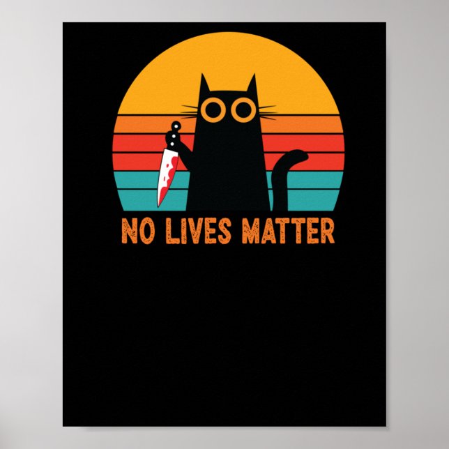 No Lives - Funny Halloween Cat Sticker  Poster (Front)