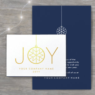 No Logo Business Christmas Ornament Holiday JOY Foil Card