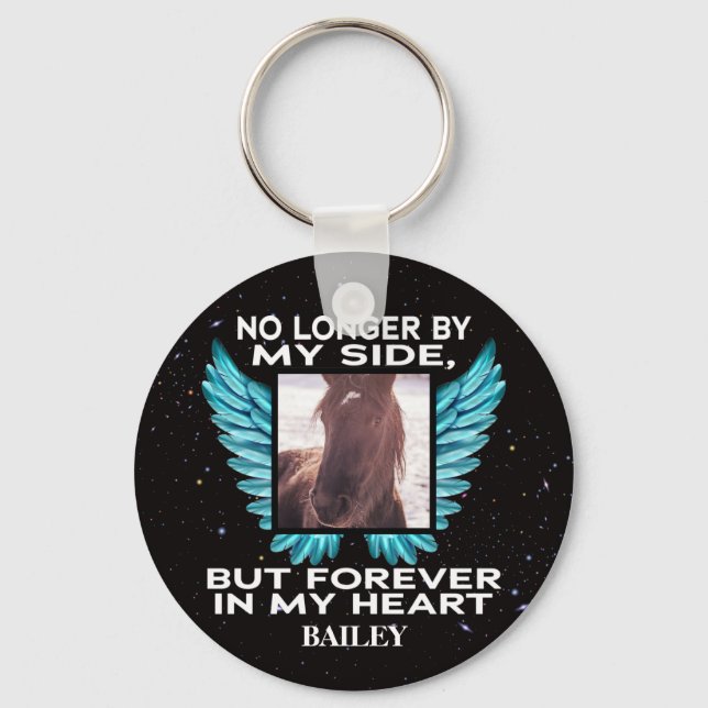 No Longer by My Side, Pet Memorial – Custom Photo Key Ring (Front)
