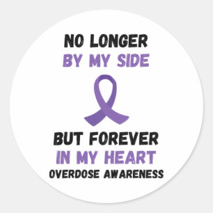 No Longer By My Side Purple Ribbon Overdose Awaren Classic Round Sticker