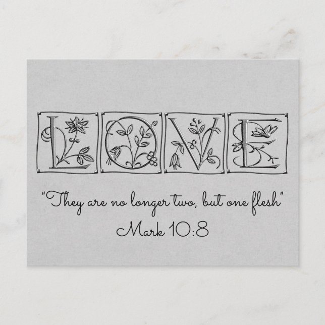 No longer two-but one flesh~Scripture~Wedding RSVP Invitation Postcard (Front)