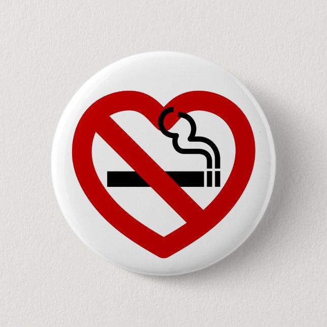 No Love For Smoking Sign 6 Cm Round Badge (Front)