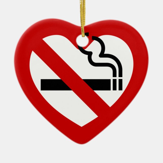 No Love For Smoking Sign Ceramic Ornament (Front)