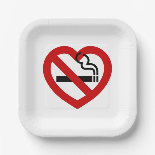 No Love For Smoking Sign Paper Plate (Front)