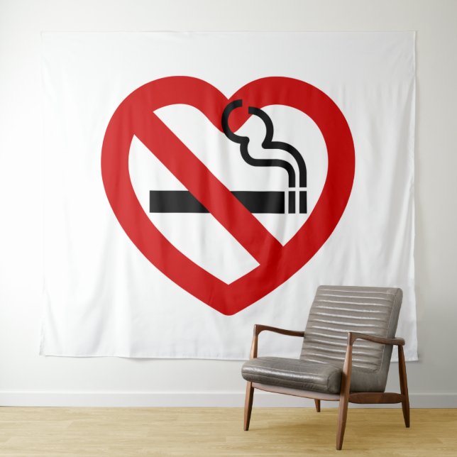 No Love For Smoking Sign Tapestry (In Situ (Horizontal))