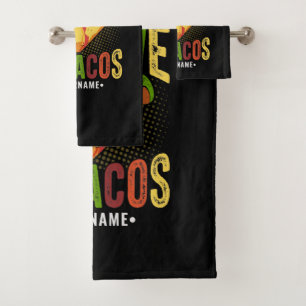 No LOVE No Tacos Funny Taco Pun Bath Towel Set