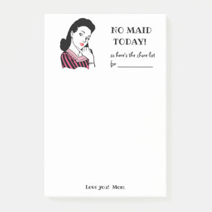 No Maid Today Family Chore List Post-it Notes
