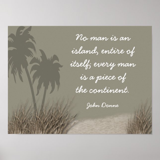 No Man An Island - John Donne Quote - Art Print (Front)