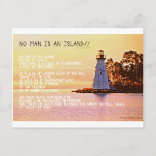 No Man is an Island, by John Dunne. Postcard