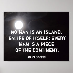 No man is an island -poster John Donne quote Poster