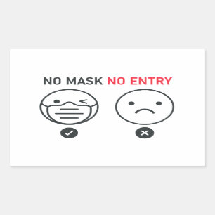 No Mask No Entry Rectangular Sticker