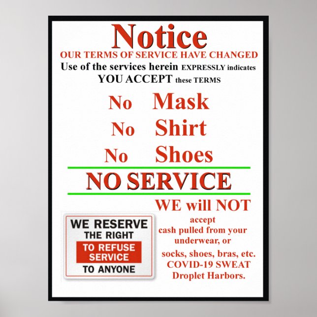 No Mask No Service Poster (Front)