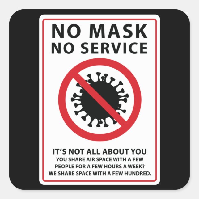no mask no service shared air square sticker (Front)