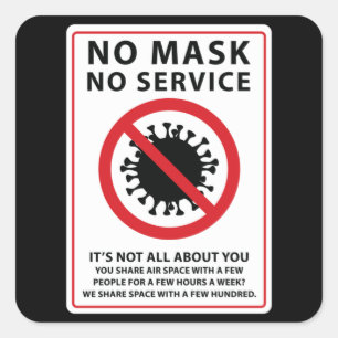 no mask no service shared air square sticker