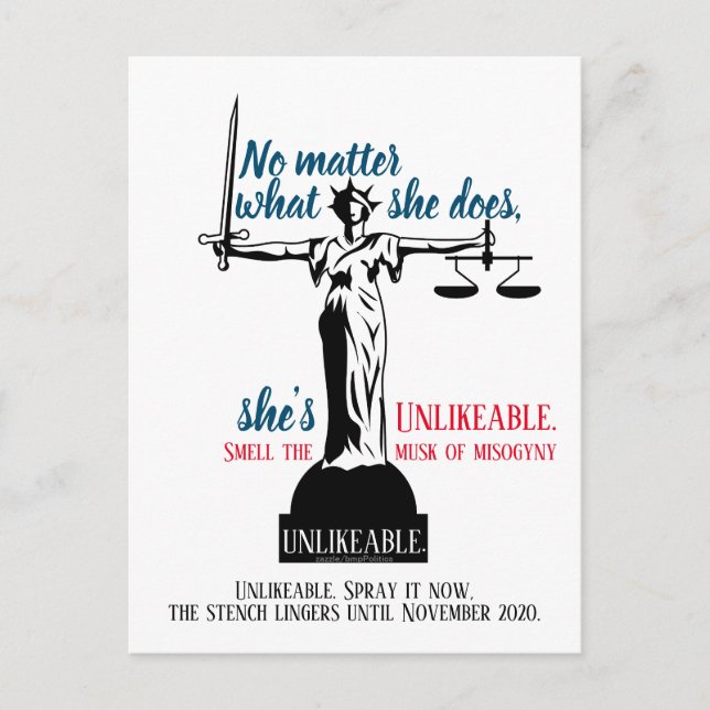 No Matter What She Does She's Unlikeable Political Postcard (Front)
