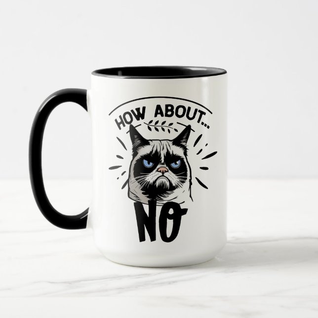 "No Means No" Cat Mug - Funny Feline Gift (Left)