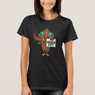 No Meat Vegan Thanksgiving Food Vegan City Turkey T-Shirt