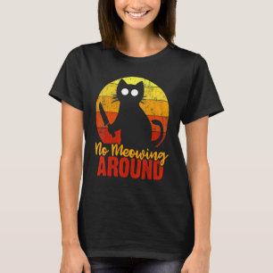 No Meowing Around Horror Cat With Knife Bloody Fun T-Shirt