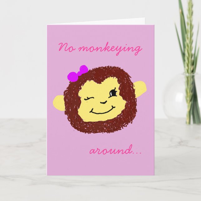 No Monkeying Around Monkey Get Well Soon Card (Front)
