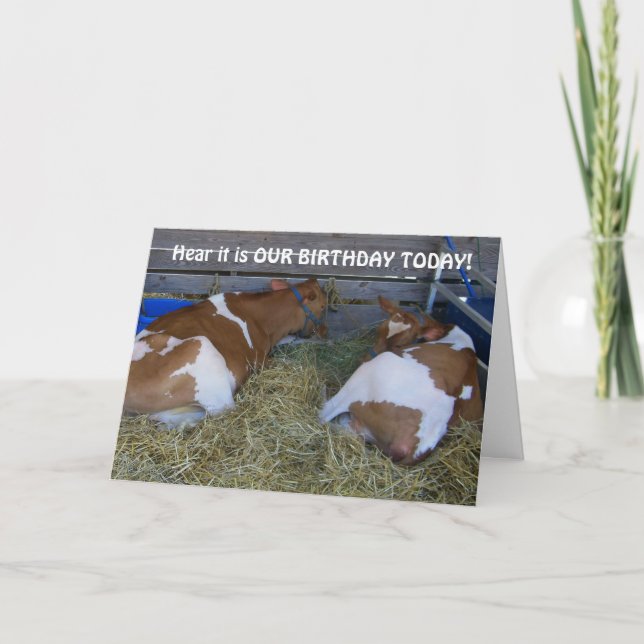 NO MOO-A COUP-SHARING BIRTHDAYS CARD (Front)